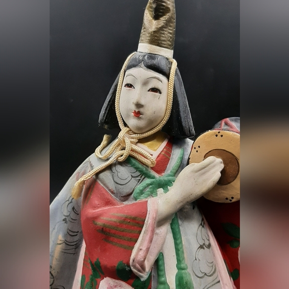 Vintage Chalkware Asian Geisha Girl With Drum Traditional Dress 1955 Japan - Picture 5 of 8